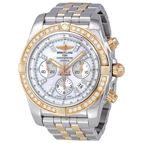 breitling chronomat with diamonds|breitling gold chronograph.